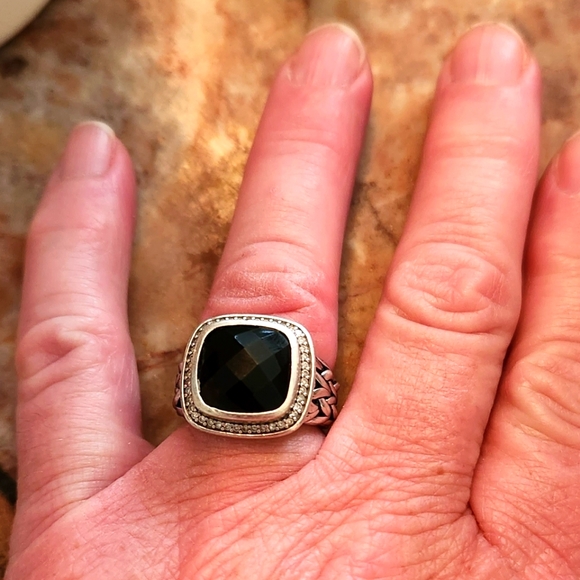 Designer onyx diamond ring 6.5 - Picture 5 of 8